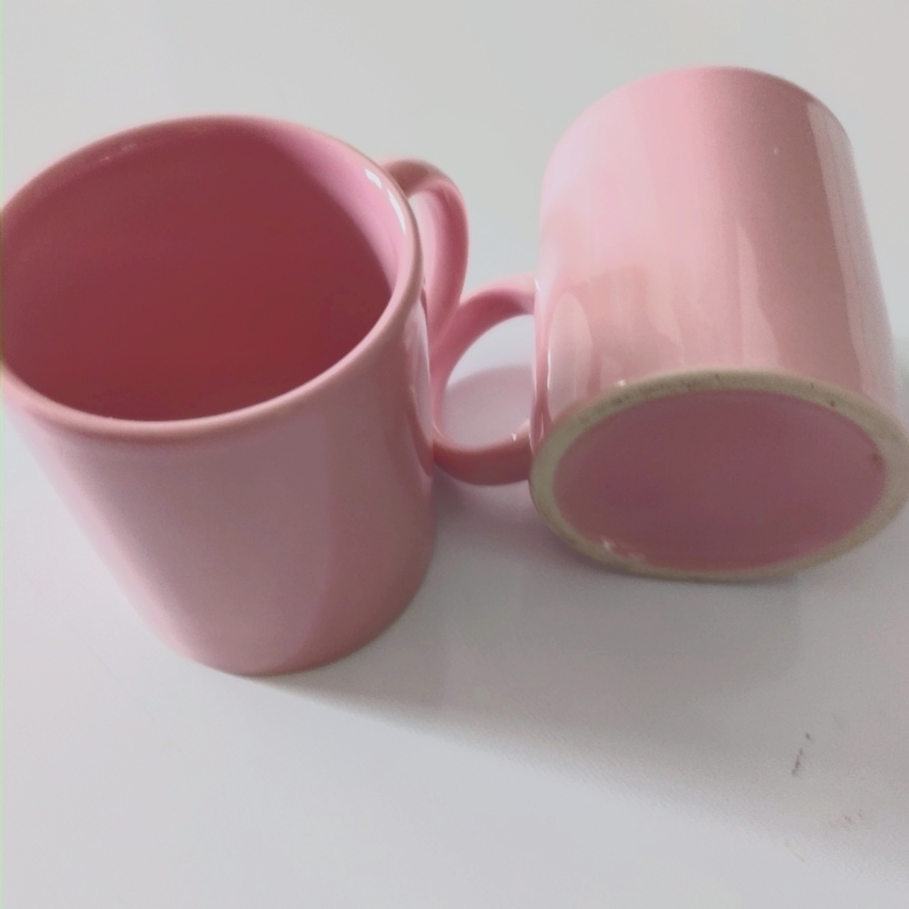 Vintage Pink Ceramic Mugs Set Of 2